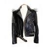 Women Black Color Leather Jacket Spice Women Silver Studded Genuine Leather Jacket 